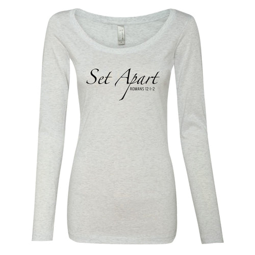 Set Apart Romans 12:1-2 (black) - Womens LS Scoop